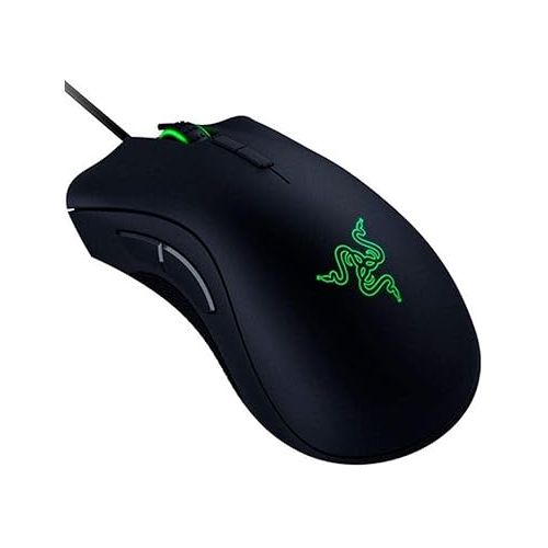 레이저 Razer DeathAdder Elite Gaming Mouse: 16,000 DPI Optical Sensor - Chroma RGB Lighting - 7 Programmable Buttons - Mechanical Switches - Rubber Side Grips - Matte Black