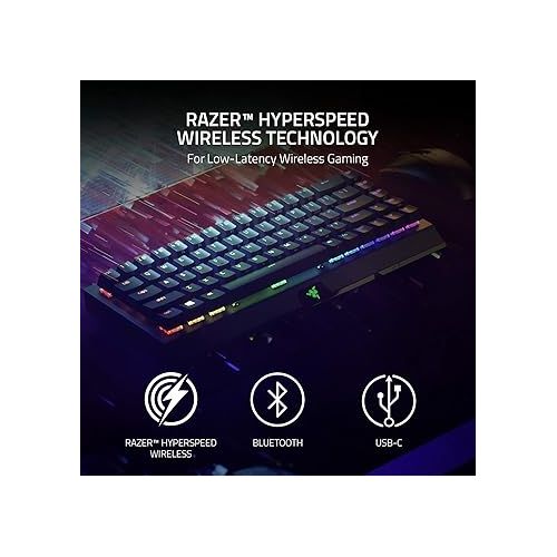 레이저 Razer BlackWidow V3 Mini HyperSpeed 65% Mechanical Gaming Keyboard: Wireless Technology - Yellow Switches- Linear & Silent - Doubleshot ABS keycaps - 200Hrs Battery Life