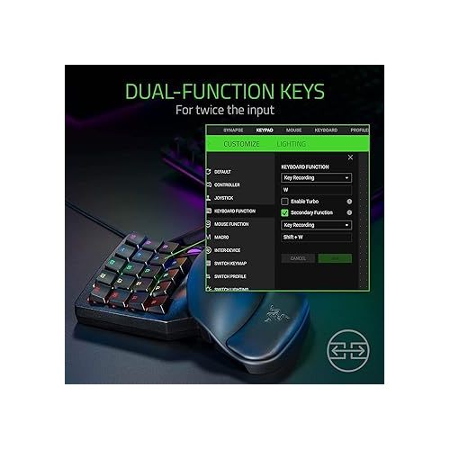 레이저 Razer Tartarus Pro Gaming Keypad: Analog-Optical Key Switches - Rapid Trigger - Adjustable Actuation - 32 Programmable Keys - Customizable Macros - Chroma RGB Lighting - Classic Black