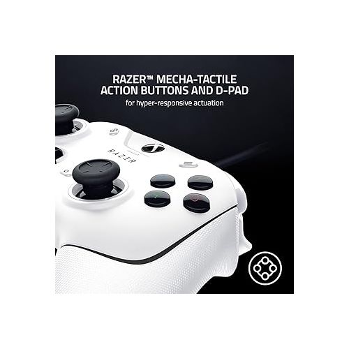 레이저 Razer Wolverine V2 Wired Gaming Controller for Xbox Series X|S, Xbox One, PC: Remappable Front-Facing Buttons - Mecha-Tactile Action Buttons and D-Pad - Trigger Stop-Switches - White