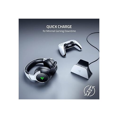 레이저 Razer Quick Charging Stand for PlayStation 5: Charge - Curved Cradle Design Matches PS5 DualSense Wireless Controller One-Handed Navigation USB Powered White (Controller Sold Separately)