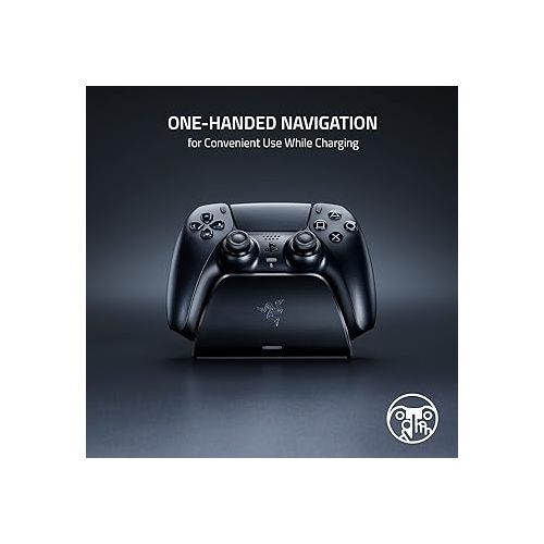 레이저 Razer Quick Charging Stand for PlayStation 5: Charge - Curved Cradle Design Matches PS5 DualSense Wireless Controller One-Handed Navigation USB Powered White (Controller Sold Separately)