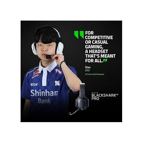 레이저 Razer BlackShark V2 Pro Wireless Gaming Headset 2023 Edition: Detachable Mic - Pro-Tuned FPS Profiles - 50mm Drivers - Noise-Isolating Earcups w/Ultra-Soft Memory Foam - 70 Hr Battery Life - Black