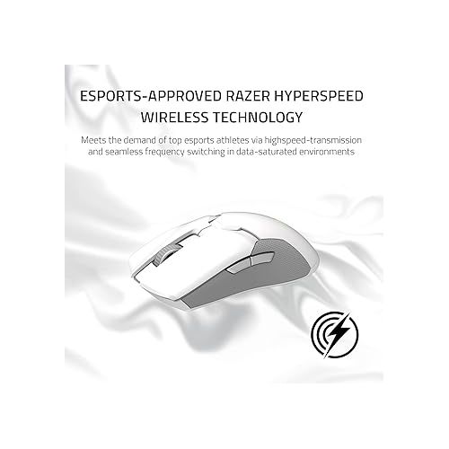 레이저 Razer Viper Ultimate Lightweight Wireless Gaming Mouse & RGB Charging Dock: Hyperspeed Wireless Technology - 20K DPI Optical Sensor - 74g Lightweight - 70 Hr Battery - Mercury White