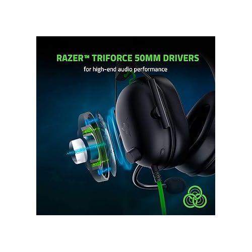 레이저 Razer BlackShark V2 X Gaming Headset: 7.1 Surround Sound - 50mm Drivers - Memory Foam Cushion - For PC, PS4, PS5, Switch - 3.5mm Audio Jack - Black