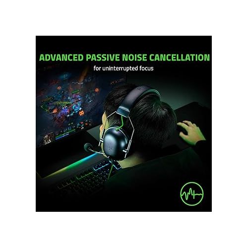 레이저 Razer BlackShark V2 X Gaming Headset: 7.1 Surround Sound - 50mm Drivers - Memory Foam Cushion - For PC, PS4, PS5, Switch - 3.5mm Audio Jack - Black