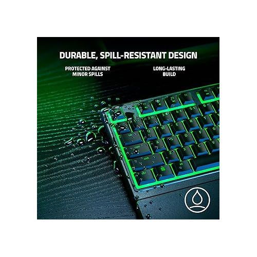 레이저 Razer Ornata V3 X Gaming Keyboard: Low-Profile Keys - Silent Membrane Switches - Spill Resistant - Chroma RGB Lighting - Ergonomic Wrist Rest - Classic Black