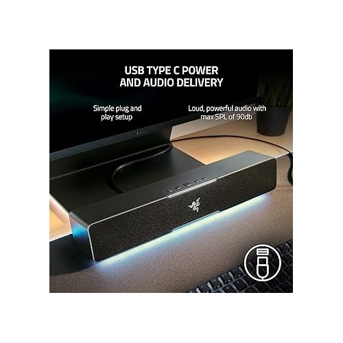 레이저 Razer Leviathan V2 X Soundbar Speaker - Bluetooth, USB-C, Chroma RGB - Black