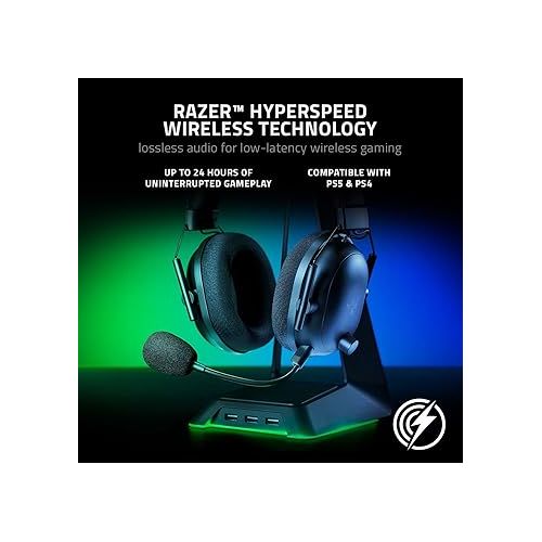 레이저 Razer BlackShark V2 Pro Wireless Gaming Headset: THX 7.1 Spatial Surround Sound - 50mm Drivers - Detachable Mic - for PC, PS5, PS4, Switch, Black