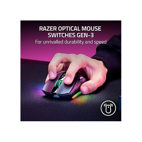 레이저 Razer Cobra Pro Wireless Gaming Mouse: 10 Customizable Controls - Chroma RGB Lighting - 30K Optical Sensor - Gen-3 Switches - 2.4GHz, Bluetooth & USB Type C - Up to 170 Hr Battery - Black