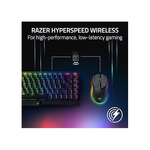 레이저 Razer Cobra Pro Wireless Gaming Mouse: 10 Customizable Controls - Chroma RGB Lighting - 30K Optical Sensor - Gen-3 Switches - 2.4GHz, Bluetooth & USB Type C - Up to 170 Hr Battery - Black