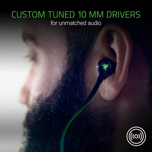 레이저 Razer Hammerhead Bluetooth Earbuds for iOS & Android: Sweat-Resistant Design - 8 Hr Battery - Custom-Tuned Dual-Driver Technology - In-Line Mic & Volume Control - Aluminum Frame -