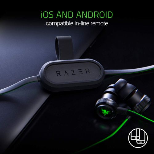 레이저 Razer Hammerhead Bluetooth Earbuds for iOS & Android: Sweat-Resistant Design - 8 Hr Battery - Custom-Tuned Dual-Driver Technology - In-Line Mic & Volume Control - Aluminum Frame -