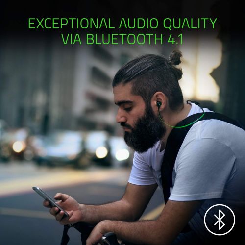 레이저 Razer Hammerhead Bluetooth Earbuds for iOS & Android: Sweat-Resistant Design - 8 Hr Battery - Custom-Tuned Dual-Driver Technology - In-Line Mic & Volume Control - Aluminum Frame -