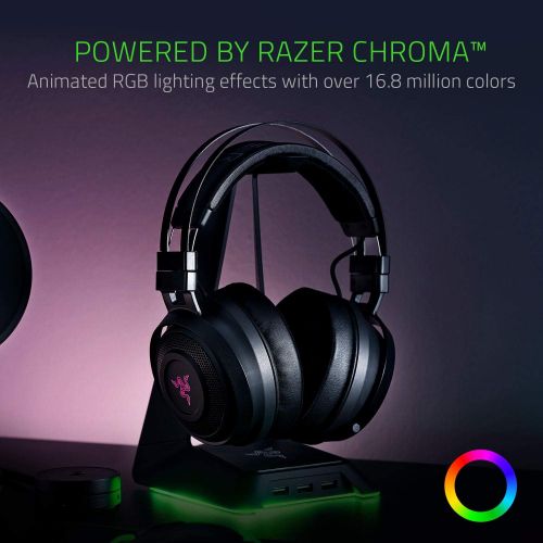 레이저 [아마존핫딜][아마존 핫딜] Razer Nari Wireless 7.1 Surround Sound Gaming Headset: THX Audio - Auto-Adjust Headband & Swivel Cups - Chroma RGB - Retractable Mic - for PC, PS4 - Black