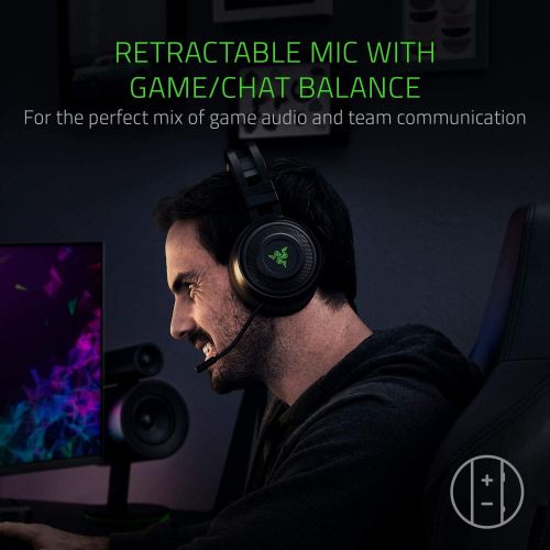 레이저 [아마존핫딜][아마존 핫딜] Razer Nari Wireless 7.1 Surround Sound Gaming Headset: THX Audio - Auto-Adjust Headband & Swivel Cups - Chroma RGB - Retractable Mic - for PC, PS4 - Black