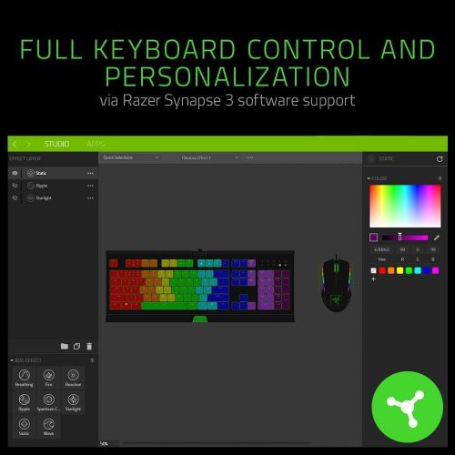레이저 [아마존베스트]Razer Cynosa Chroma Gaming Keyboard: Customizable Chroma RGB Lighting - Individuallly Backlit Keys - Spill-Resistant Design - Programmable Macro Functionality