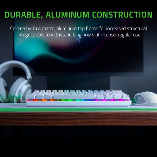 레이저 Razer Huntsman Mini 60% Gaming Keyboard: Fast Keyboard Switches - Linear Optical Switches - Chroma RGB Lighting - PBT Keycaps - Onboard Memory - Mercury White