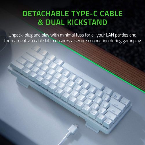 레이저 Razer Huntsman Mini 60% Gaming Keyboard: Fast Keyboard Switches - Linear Optical Switches - Chroma RGB Lighting - PBT Keycaps - Onboard Memory - Mercury White