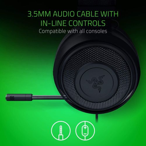 레이저 Razer Kraken Gaming Headset: Lightweight Aluminum Frame - Retractable Noise Isolating Microphone - For PC, PS4, PS5, Switch, Xbox One, Xbox Series X & S, Mobile - 3.5 mm Headphone