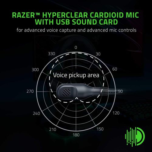 레이저 Razer BlackShark V2 Gaming Headset: THX 7.1 Spatial Surround Sound - 50mm Drivers - Detachable Mic - PC, PS4, PS5, Switch, Xbox One, Xbox Series X & S, Mobile - 3.5 mm Audio Jack &