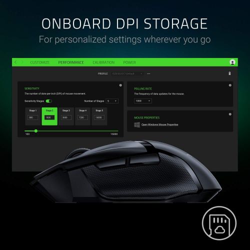 레이저 Razer Basilisk X Hyperspeed Wireless Gaming Mouse: Bluetooth & Wireless Compatible, 16K DPI Optical Sensor, 6 Programmable Buttons, 450 Hr Battery, Classic Black