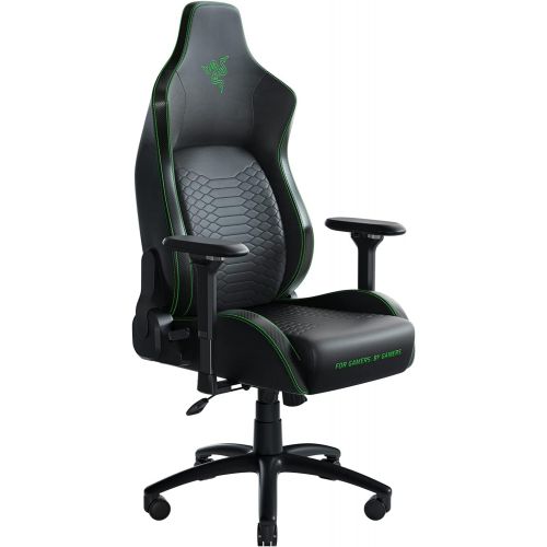 레이저 Razer Iskur Gaming Chair: Ergonomic Lumbar Support System - Multi-Layered Synthetic Leather - High Density Foam Cushions - Engineered to Carry - Memory Foam Head Cushion - Black/Gr