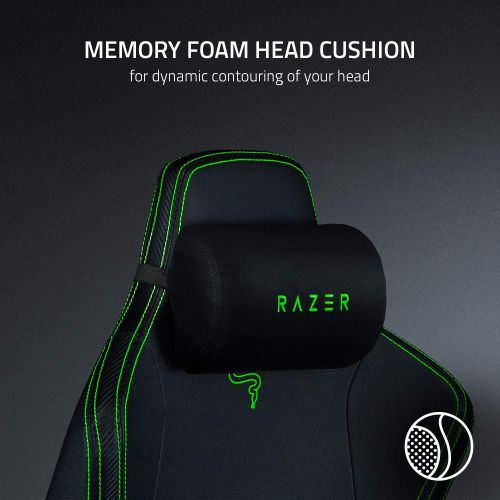 레이저 Razer Iskur Gaming Chair: Ergonomic Lumbar Support System - Multi-Layered Synthetic Leather - High Density Foam Cushions - Engineered to Carry - Memory Foam Head Cushion - Black/Gr