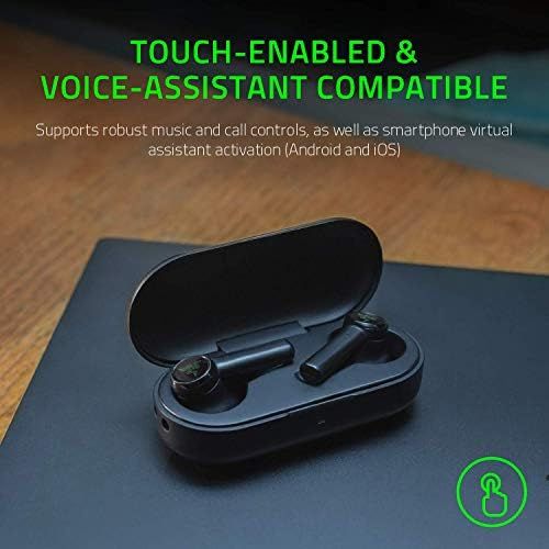 레이저 Razer Hammerhead True Wireless Bluetooth Gaming Earbuds: 60ms Low-Latency - IPX4 Water Resistant - Bluetooth 5.0 Auto Pairing - Touch Enabled - 13mm Drivers - Classic Black