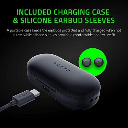 레이저 Razer Hammerhead True Wireless Bluetooth Gaming Earbuds: 60ms Low-Latency - IPX4 Water Resistant - Bluetooth 5.0 Auto Pairing - Touch Enabled - 13mm Drivers - Classic Black