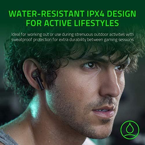 레이저 Razer Hammerhead True Wireless Bluetooth Gaming Earbuds: 60ms Low-Latency - IPX4 Water Resistant - Bluetooth 5.0 Auto Pairing - Touch Enabled - 13mm Drivers - Classic Black