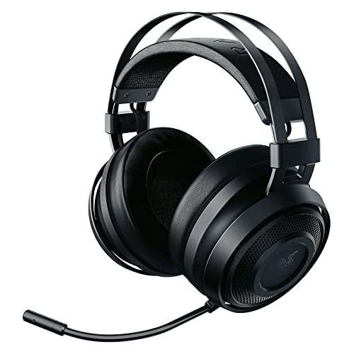 레이저 Razer Nari Essential Wireless 7.1 Surround Sound Gaming Headset: THX Spatial Audio - Auto-Adjust Headband & Swivel Cups - Auto-Adjust - Flip Mic - for PC, PS4, PS5 Only - Black