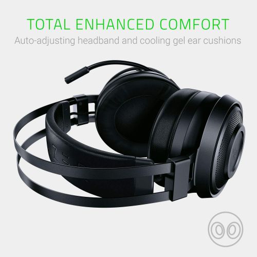 레이저 Razer Nari Essential Wireless 7.1 Surround Sound Gaming Headset: THX Spatial Audio - Auto-Adjust Headband & Swivel Cups - Auto-Adjust - Flip Mic - for PC, PS4, PS5 Only - Black