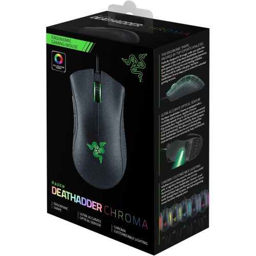 레이저 Razer DeathAdder Chroma - Multi-Color Ergonomic Gaming Mouse - 10,000 DPI Sensor - Comfortable Grip - Worlds Most Popular Gaming Mouse