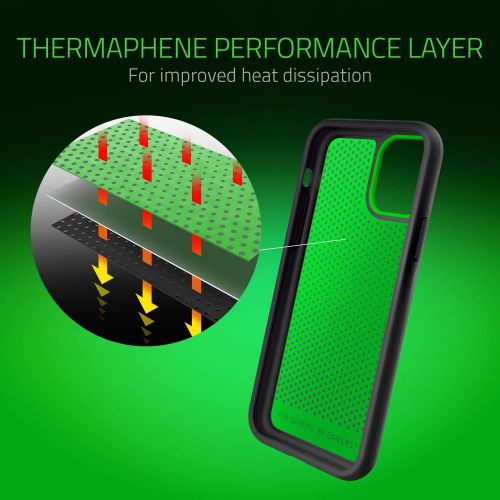 레이저 Razer Arctech Pro for iPhone 11 Pro Max Case: Thermaphene & Venting Performance Cooling - Wireless Charging Compatible - Drop-Test Certified up to 10 ft - Matte Black