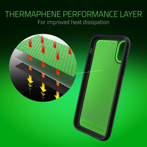 레이저 Razer Arctech Pro for iPhone Xs Max Case: Thermaphene & Venting Performance Cooling - Wireless Charging Compatible - Drop-Test Certified up to 10 ft - Matte Black - RC21-0145PB03-R