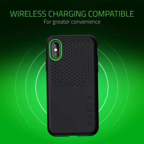 레이저 Razer Arctech Pro for iPhone Xs Case / iPhone X Case: Thermaphene & Venting Performance Cooling - Wireless Charging Compatible - Drop-Test Certified up to 10 ft - Matte Black - RC2