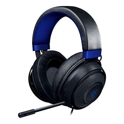 레이저 Razer Kraken Gaming Headset: Lightweight Aluminum Frame - Retractable Noise Isolating Microphone - For PC, PS4, Nintendo Switch - 3.5 mm Headphone Jack - Classic Black/Blue