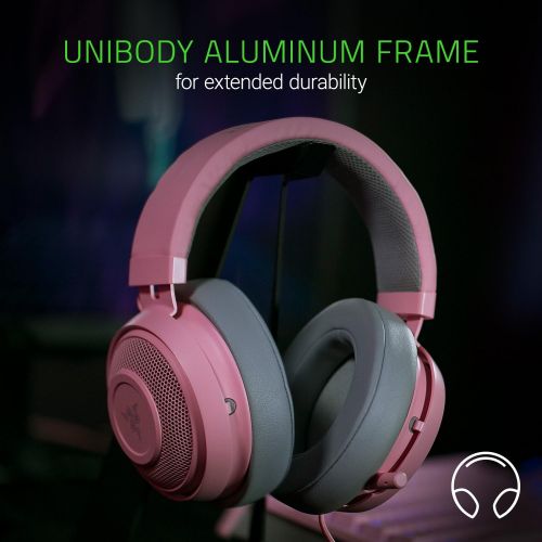 레이저 Razer Kraken Pro V2: Lightweight Aluminum Headband - Retractable Mic - In-Line Remote - Gaming Headset Works with PC, PS4, Xbox One, Switch, & Mobile Devices - Quartz