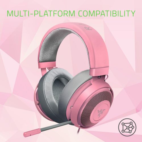 레이저 Razer Kraken Pro V2: Lightweight Aluminum Headband - Retractable Mic - In-Line Remote - Gaming Headset Works with PC, PS4, Xbox One, Switch, & Mobile Devices - Quartz