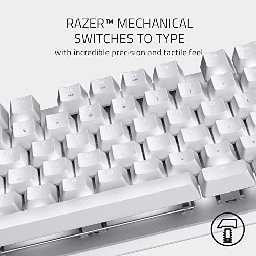레이저 Razer BlackWidow Lite Mechanical Tenkeyless Keyboard: Orange Key Switches - Tactile & Silent - White Individual Key Lighting - Compact Design - Detachable Cable - Mercury White