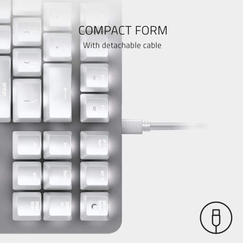 레이저 Razer BlackWidow Lite Mechanical Tenkeyless Keyboard: Orange Key Switches - Tactile & Silent - White Individual Key Lighting - Compact Design - Detachable Cable - Mercury White