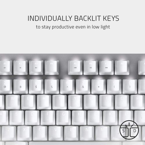 레이저 Razer BlackWidow Lite Mechanical Tenkeyless Keyboard: Orange Key Switches - Tactile & Silent - White Individual Key Lighting - Compact Design - Detachable Cable - Mercury White