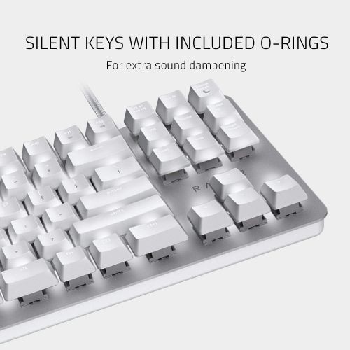 레이저 Razer BlackWidow Lite Mechanical Tenkeyless Keyboard: Orange Key Switches - Tactile & Silent - White Individual Key Lighting - Compact Design - Detachable Cable - Mercury White