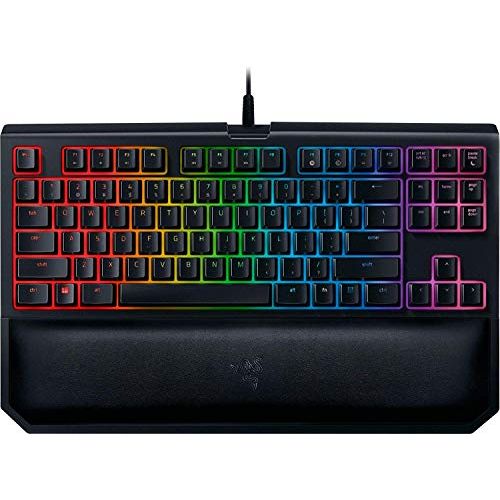 레이저 Razer BlackWidow TE Chroma v2 Mechanical Gaming Keyboard: Yellow Key Switches - Linear & Silent - Chroma RGB Lighting - Magnetic Wrist Rest - Programmable Macro Functionality - Cla