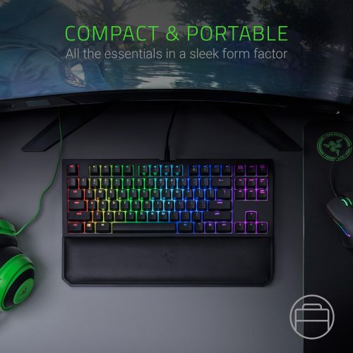 레이저 Razer BlackWidow TE Chroma v2 Mechanical Gaming Keyboard: Yellow Key Switches - Linear & Silent - Chroma RGB Lighting - Magnetic Wrist Rest - Programmable Macro Functionality - Cla