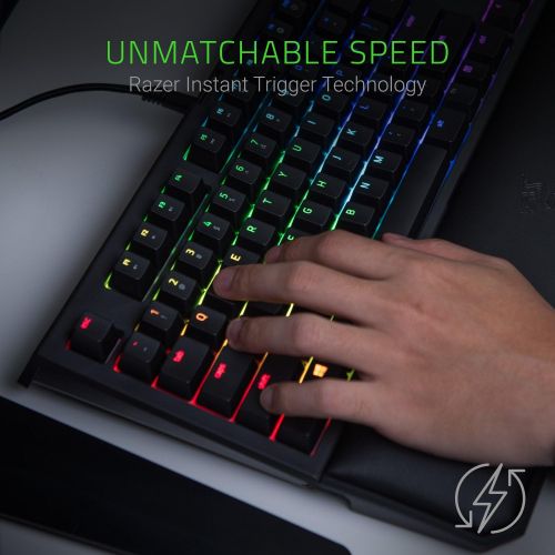 레이저 Razer BlackWidow TE Chroma v2 Mechanical Gaming Keyboard: Yellow Key Switches - Linear & Silent - Chroma RGB Lighting - Magnetic Wrist Rest - Programmable Macro Functionality - Cla