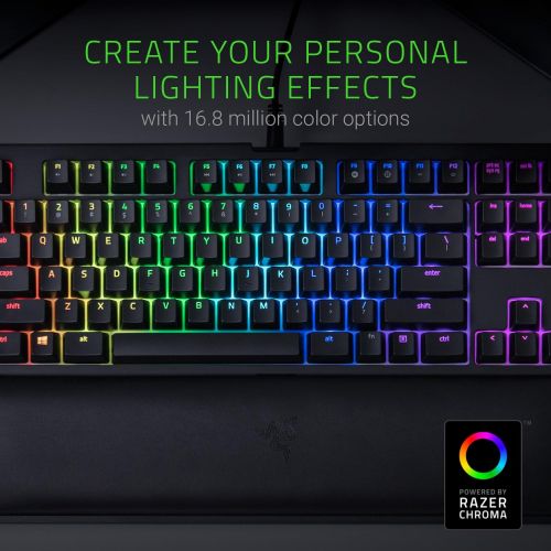 레이저 Razer BlackWidow TE Chroma v2 Mechanical Gaming Keyboard: Yellow Key Switches - Linear & Silent - Chroma RGB Lighting - Magnetic Wrist Rest - Programmable Macro Functionality - Cla