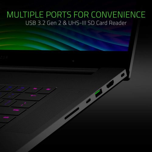 레이저 Razer Blade Pro 17 Gaming Laptop 2019: Intel Core i7-9750H, NVIDIA GeForce RTX 2080 Max-Q, 17.3 UHD 120Hz, 16GB RAM, 1TB SSD, CNC Aluminum, Chroma RGB, Thunderbolt 3, SD Card Reade