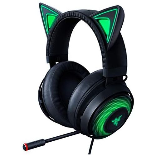 레이저 Razer Kraken Kitty RGB USB Gaming Headset: THX 7.1 Spatial Surround Sound - Chroma RGB Lighting - Retractable Active Noise Cancelling Mic - Lightweight Aluminum Frame - For PC - Cl